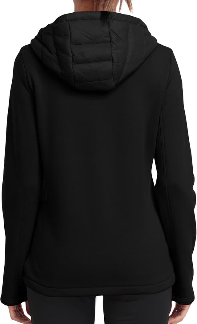 Detalle de MoFiz Womens Fleece Lined Softshell Hooded Hybrid Puffer Jacket (Full Zip) for Running & Hiking