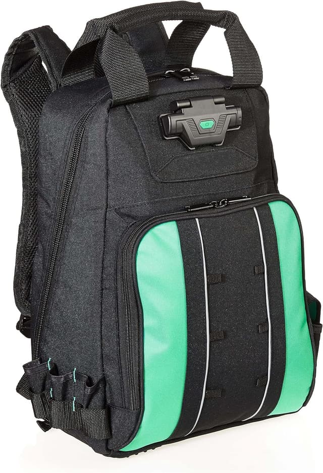 Detalle de Amazon Basics sac à dos pour outils avec éclairage, 55 poches – noir