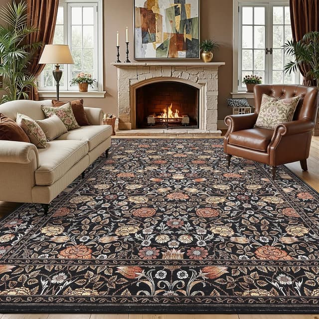 Thumbnail 1 de GarveeHome Brown Vintage Floral 8x10 Rug