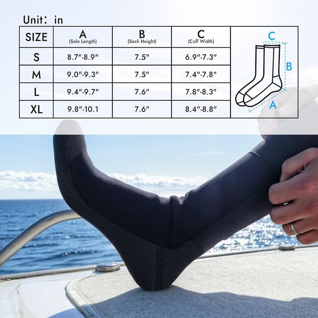 Thumbnail 6 de PAWHITS 3mm Neoprene Wetsuit Socks (Thermal, Anti-slip) for Diving, Snorkelling & Surfing