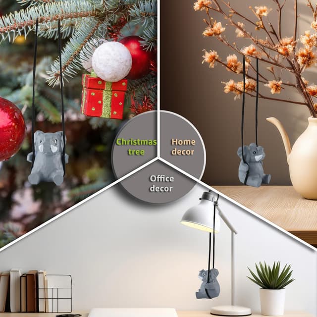 Detalle de VIPbuy handgefertigte schwingende Elefantenfigur aus Holz fürs Auto (Autospiegel-Anhänger)