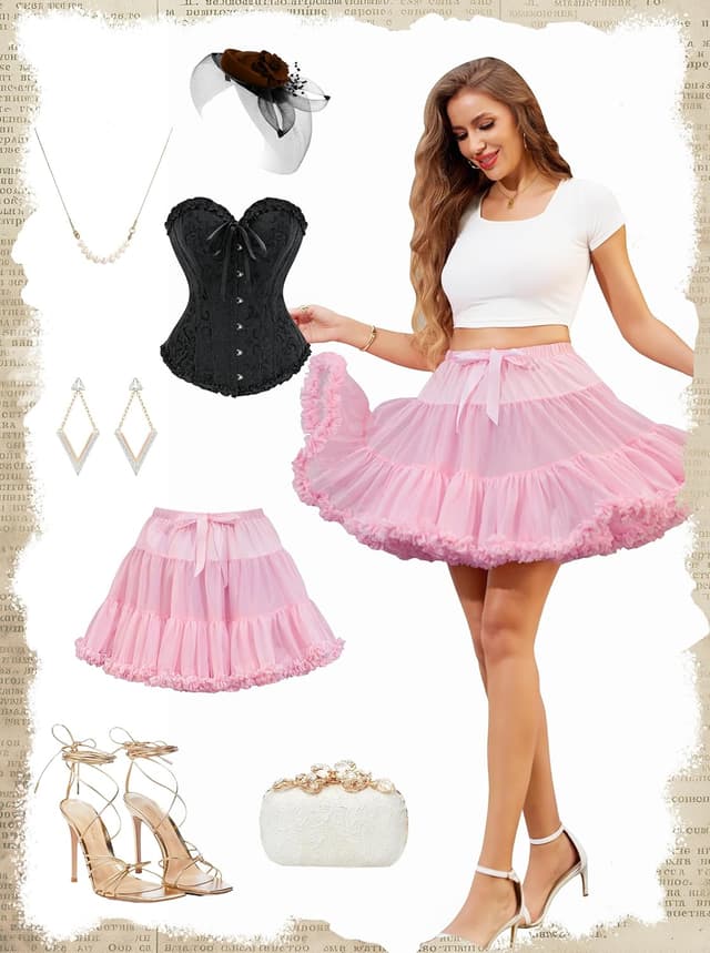 Detalle de Wikoan Jupon sous robe années 50 en tulle à nœud – Petticoat rockabilly pour femme