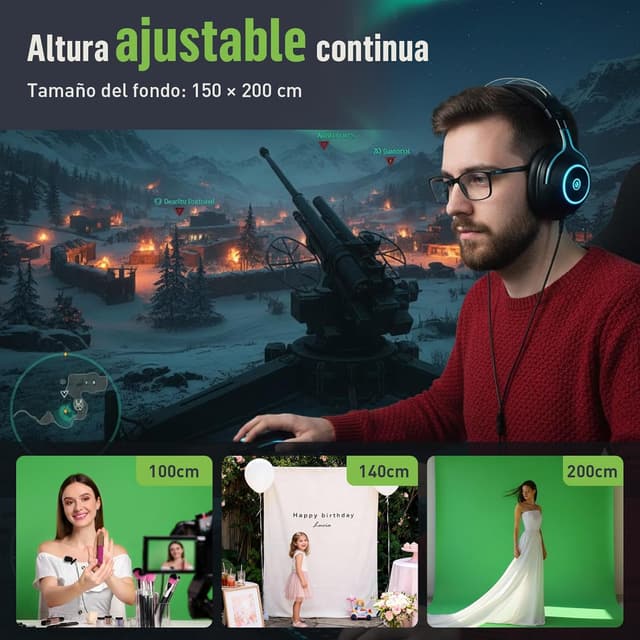 Thumbnail 5 de Heysliy Telón verde 6,5x6,5 pies kit