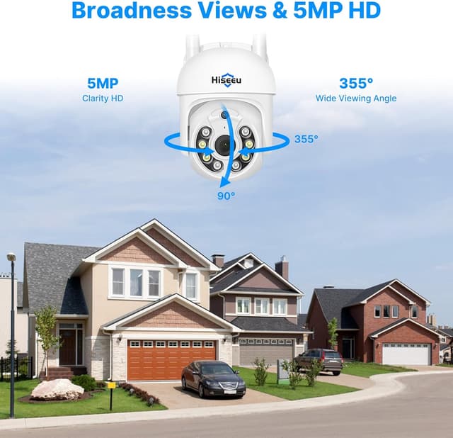 Thumbnail 2 de Hiseeu Kit videosorveglianza WiFi esterno 5MP con NVR 10CH, HDD 1TB e 4 telecamere PTZ