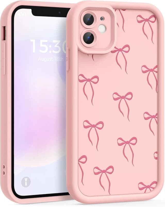 Detalle de FUXICASE Silicone Case for iPhone 11 (Pink Bow) — Soft TPU/ Silicone, Shockproof Protection
