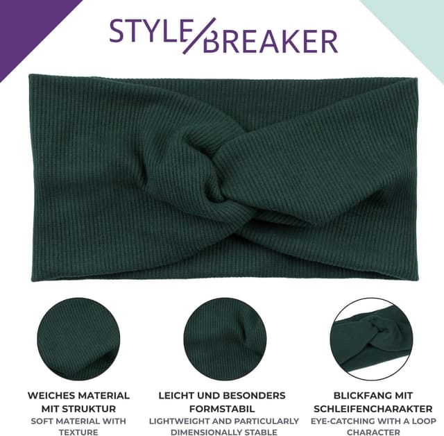 Detalle 2 de styleBREAKER Fascia per capelli a coste sottili con nodo, da donna (04026009)