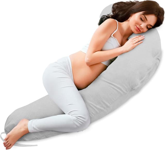 Detalle 2 de Totsy Baby Stillkissen XXL Schwangerschaftskissen 190 cm – Musselin-Bezug, Oeko-Tex