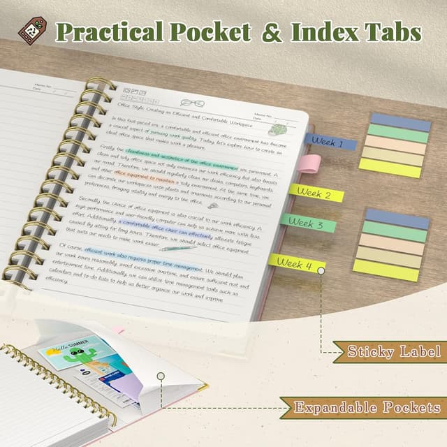 Detalle de Smarpau Spiral Notizbuch B5 mit Hardcover-Leder, liniert – 240 Seiten, 100 g/m², 19 x 25 cm (rosa)