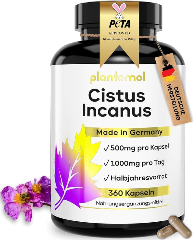 Detalle de 360 Cistus Incanus Kapseln hochdosiert – 1000 mg Zistrosenkraut pro Tagesdosis (2 Kapseln)