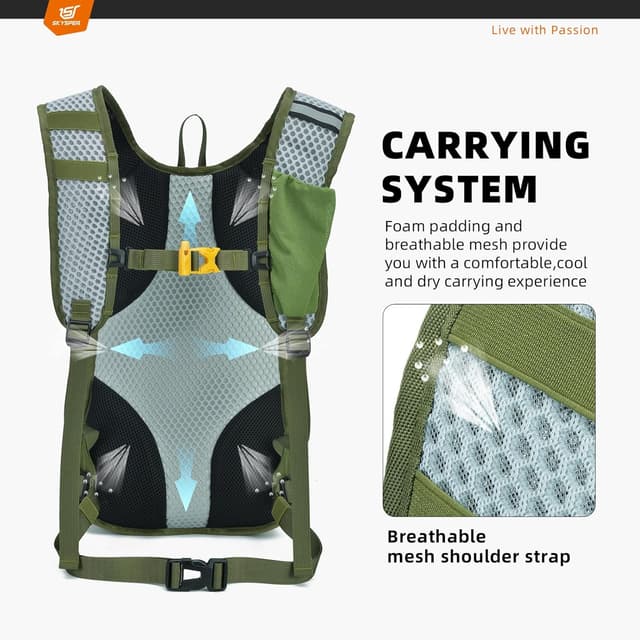 Detalle 2 de SKYSPER zaino da trekking 15L: zaino piccolo per escursioni, viaggio e campeggio