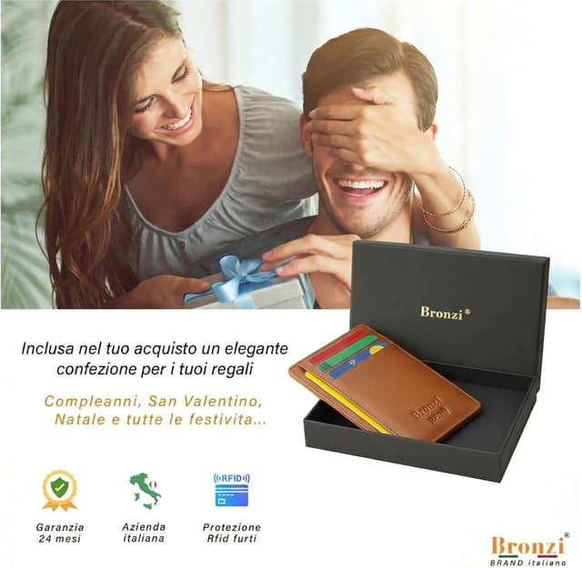 Thumbnail 6 de Portafoglio RFID slim marrone Bronzi 11x8x1