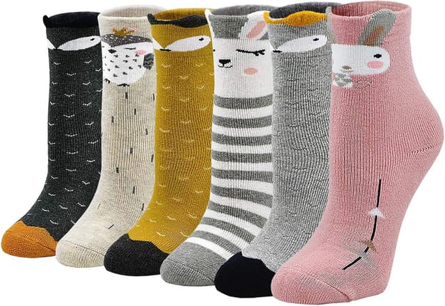 Detalle de LOFIR Calzini termici in cotone per bambina, caldi invernali antiscivolo (6 paia), taglia 20-34