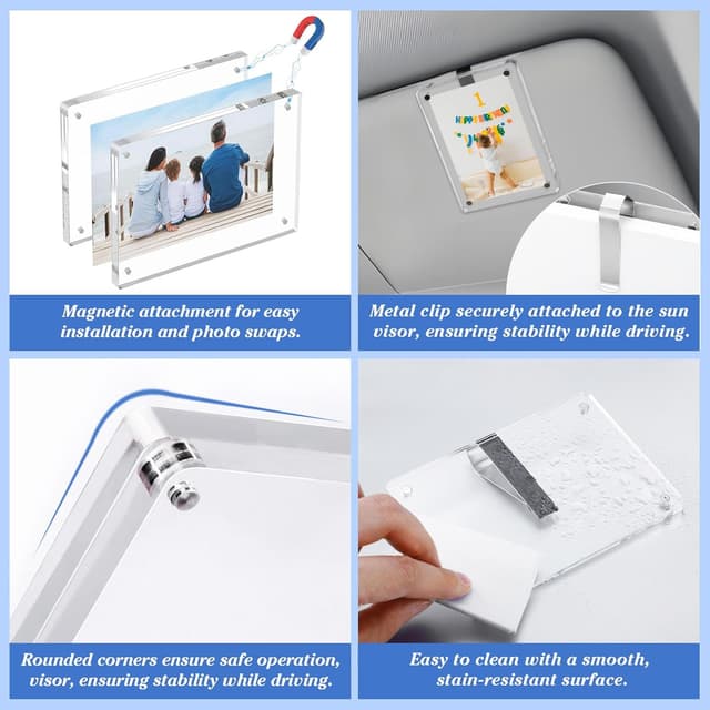 Thumbnail 2 de 2 Pack Magnetic Car Visor Photo Clips 4.72x3.15 in