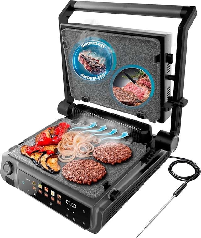 Detalle de Cecotec Rock'nGrill 2000 Smash PerfectCook 30x21 cm, 2000 W