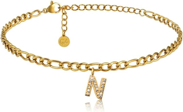 Detalle de GD GOOD.designs Cavigliera d’oro con iniziali impermeabili regolabile 22–27 cm