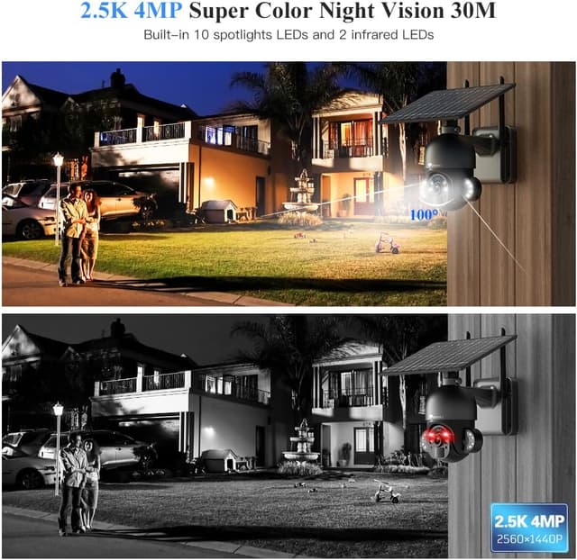 Detalle 2 de Ctronics 2.5K 4MP Caméra Surveillance Solaire Extérieure