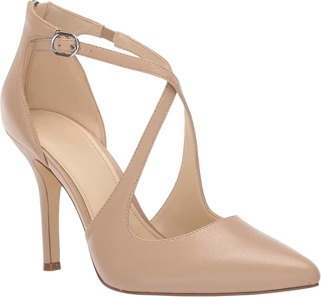 Detalle de Minshluu Women’s Pointed Toe Stiletto Pumps with Crossed Straps and Back Zipper