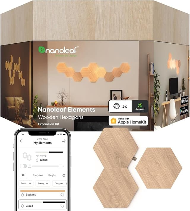 Imagen de Nanoleaf Elements Extensión 3 Hexágonos LED Efecto Madera 🛋️ en OfertitasTOP