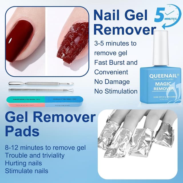 Detalle de Aubeifou Magic Nagellackentferner-Set (2x15 ml) zum Entfernen von Gellack – mit Hautschieber & Nagelschaber