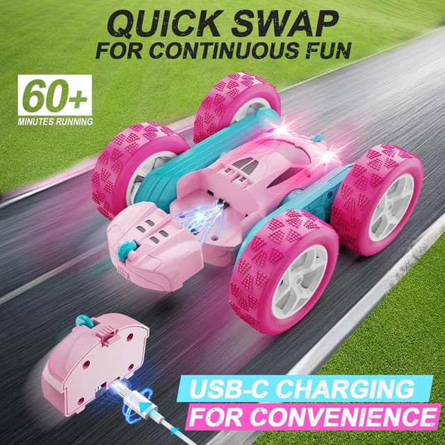 Thumbnail 1 de QUNREDA 2.4 GHz Pink Remote Control Stunt Car