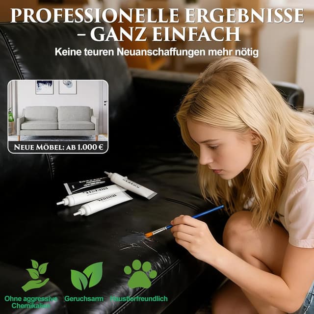 Detalle 2 de Quadence Leder Reparaturset Schwarz, 5-teilig