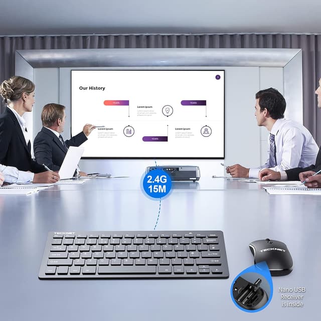 Thumbnail 4 de TECKNET Mini Wireless Keyboard and Mouse Set 12 Multimedia Shortcuts