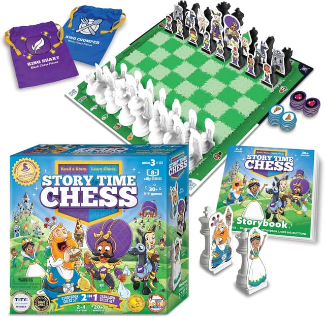 Detalle de Story Time Chess – Beginners Chess Kids Set with Book (ages 3–103)
