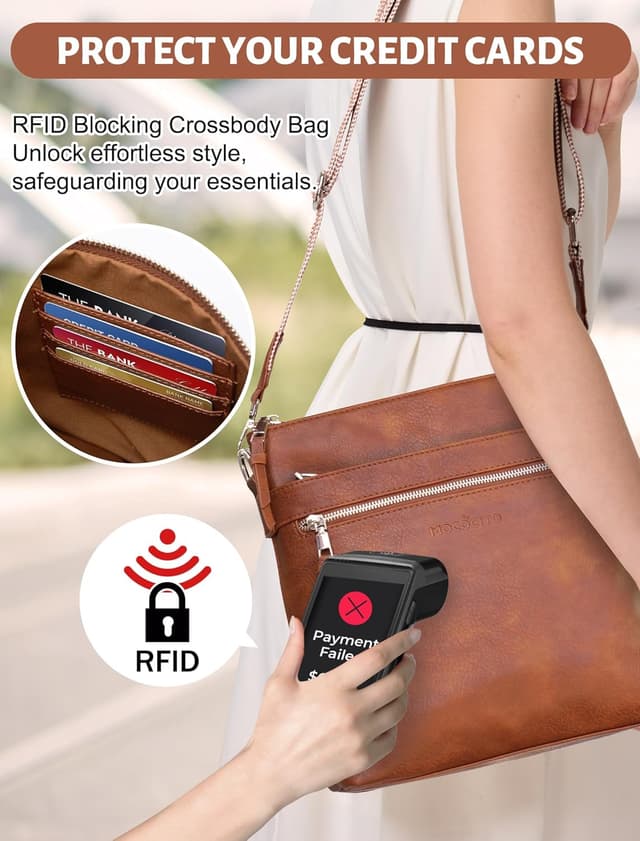 Detalle de MOCOCITO Umhängetasche Damen im Crossbody-Style mit breitem, verstellbarem Gurt (29 x 27 x 7,5 cm)