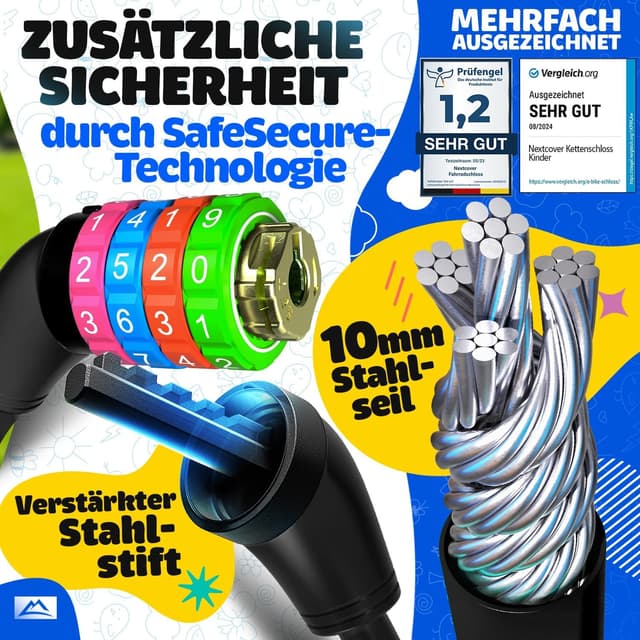 Detalle 2 de Kinder-Fahrradschloss mit 4-stelligem Zahlencode