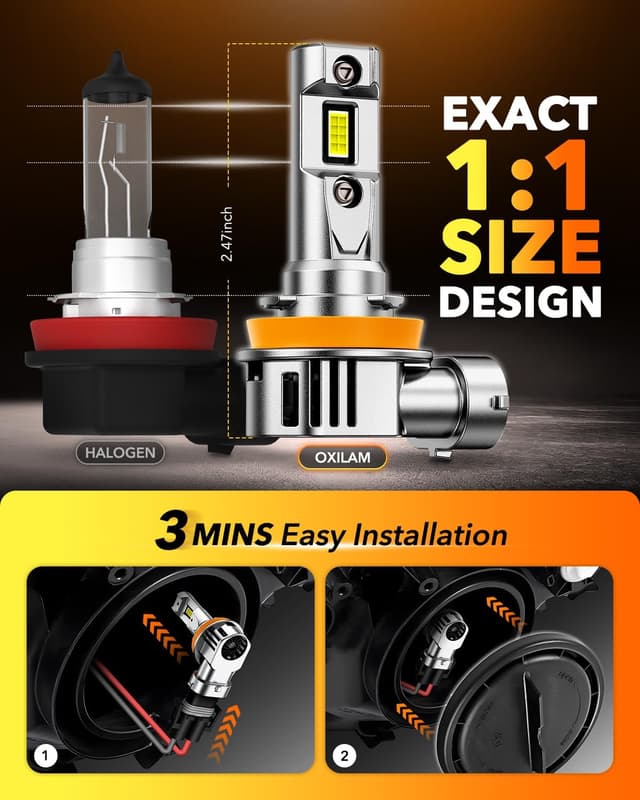 Detalle 1 de OXILAM New H11 LED Bulb 44000LM ultrabrightness 🔦