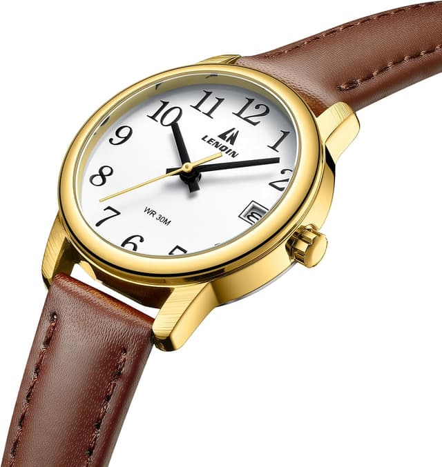 Detalle de LN LENQIN Ladies Analog Quartz Watch with Leather Strap (3 ATM Waterproof)