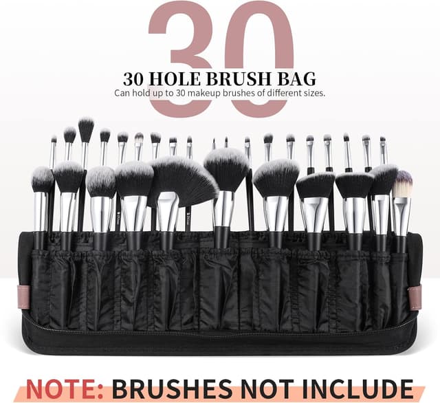Detalle de DUcare Makeup Brushes Organiser Bag (Portable Cosmetic Case) – Brown, 1 piece
