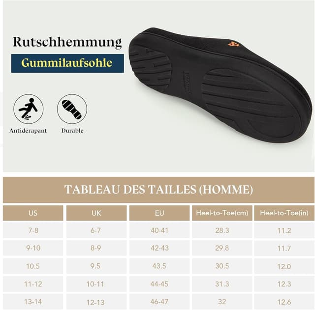 Thumbnail 6 de VeraCosy Chaussons homme à mémoire de forme bicolores, intérieur en peluche