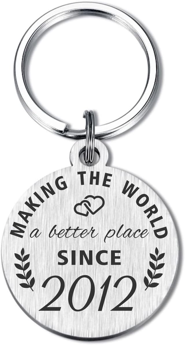 Detalle de ABBNT 14th Birthday keychain for girls and boys (Born in 2012) – laser engraved stainless steel keepsake