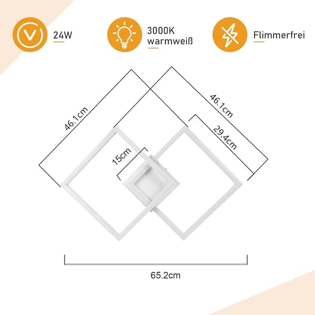 Detalle 2 de Homefire Deckenleuchte LED 24 W Küche
