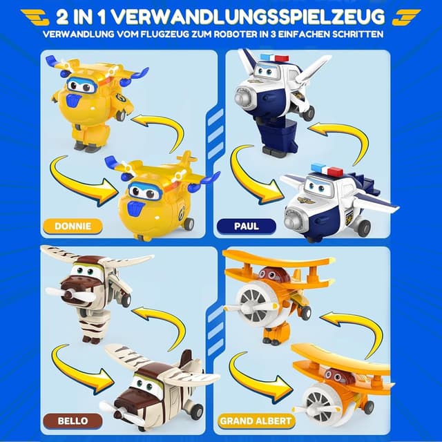 Thumbnail 4 de Super Wings Transform-a-Bots World Airport Crew – Serie 1 Sammelpackung mit 15 Figuren