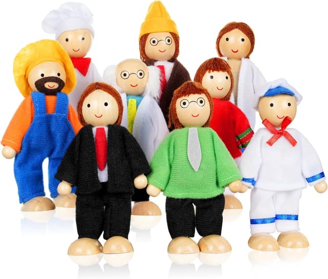 Imagen de Aolso Conjunto Muñecas de Madera 9 figuras 10 cm en OfertitasTOP