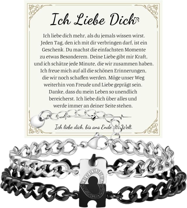 Thumbnail 6 de Gamtic Partner-Armbänder im Yin-Yang-Puzzle-Design (verstellbare Edelstahl-Panzerkette) – Paararmband als Geschenk