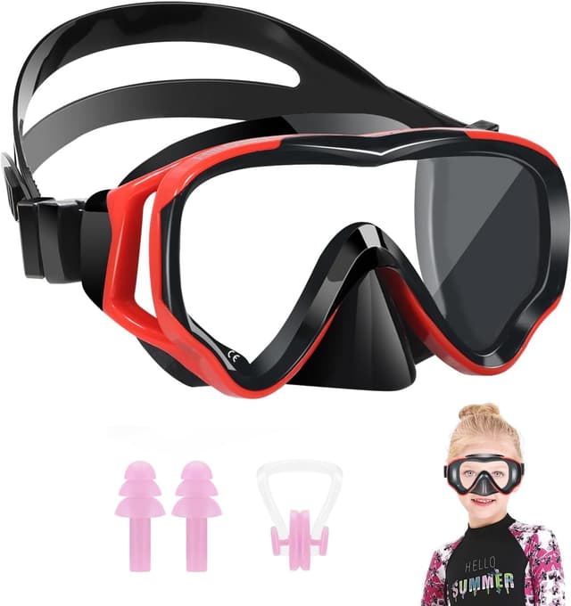 Detalle de HIKOTEY Schnorchelset Kinder (Trocken) mit Anti-Fog Panorama- Tauchmaske