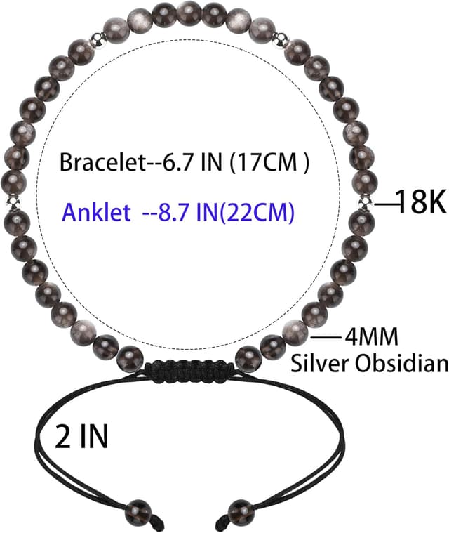 Detalle 2 de Apocalyptic-K Damen Fußkettchen aus 925 Silber/Gold mit Naturstein-Perlen (4 mm), handgewebt