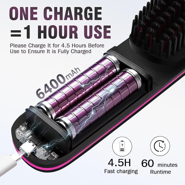 Detalle 2 de Isheurg Stylingbürste für kurze Haare – Glättbürste mit 3 Temperaturstufen (160/180/200 °C) und USB‑C‑Laden