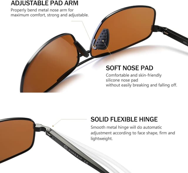 Thumbnail 3 de SUNGAIT Gafas sol retro rectangulares polarizadas