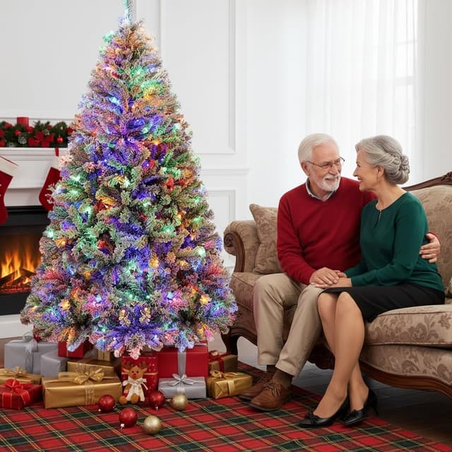 Detalle 2 de Sapin Noël Artificiel 180 cm Effet Neige RGB LED