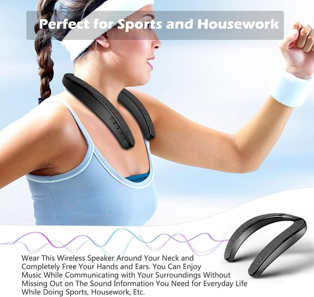 Detalle de Smaloyd Bluetooth Nackenlautsprecher tragbar mit Mikrofon – kabelloser Neckband für Sport und Alltag
