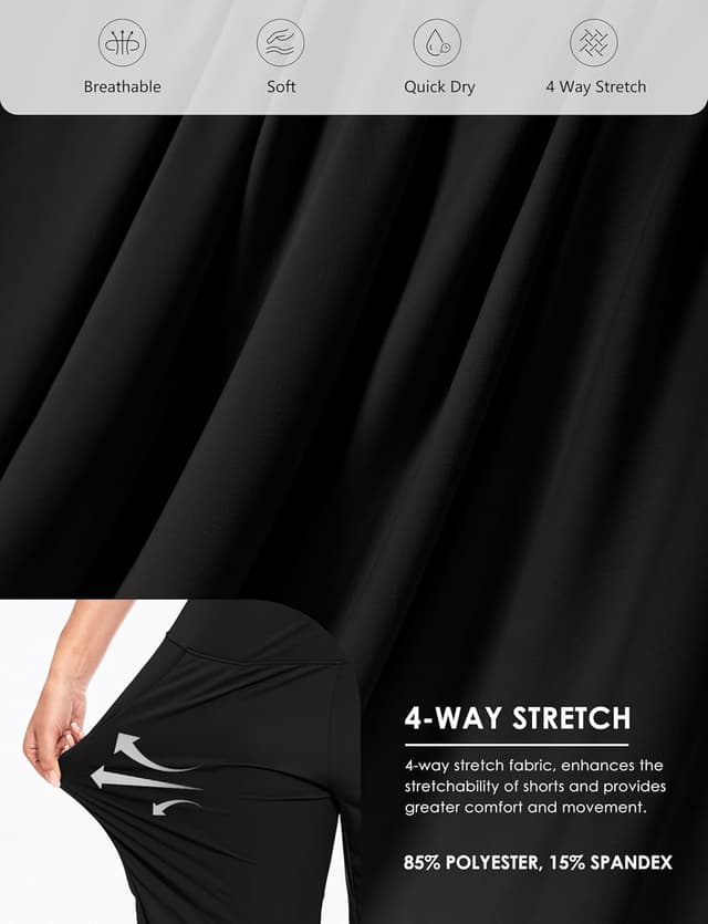 Detalle de Blouty Women’s 9" Bermuda Long Shorts (Knee Length) with Pockets, High Waisted Stretch for Lounge, Walking & Athletic Wear