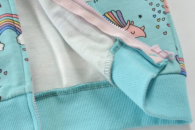 Detalle 2 de EULLA Kids Zip-Up Hooded Coat Hoodie with Unicorn & Dinosaur Print (1–7 years)