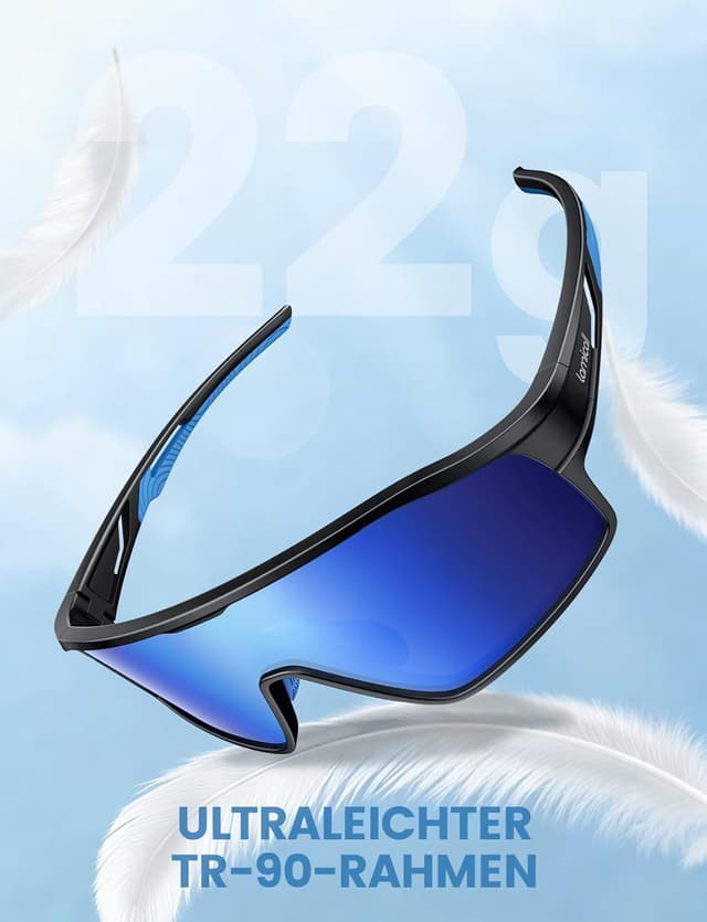 Detalle de Lamicall Kinder-Fahrradbrille Sportbrille Sonnenbrille (22 g TR-90) mit UV400 und polarisierenden TAC-Linsen