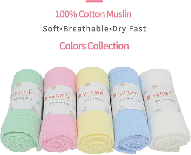 Thumbnail 6 de YeBon 6-Layer Baby Muslin Bath Towels 41x41