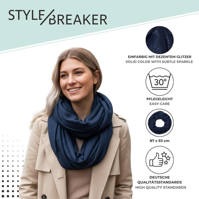 Thumbnail 4 de styleBREAKER Sciarpa a tubo effetto glitter 87x93 cm