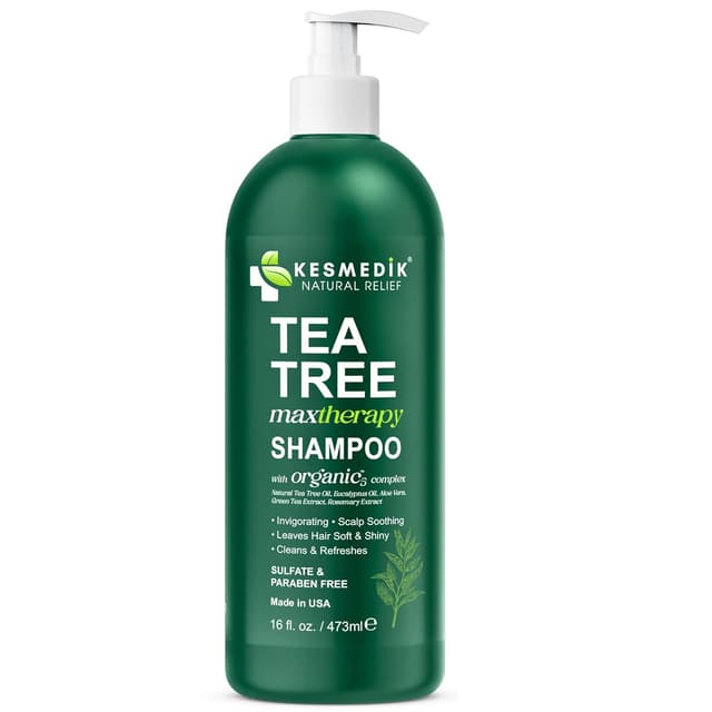 Detalle de KESMEDIK Tea Tree Oil Shampoo MaxTherapy (16 fl oz) — Clarifying, sulfate-free relief for itchy scalp